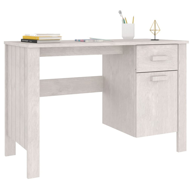 Bureau HAMAR 113x50x75 cm massief grenenhout wit