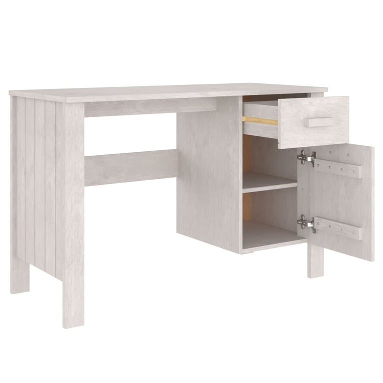 Bureau HAMAR 113x50x75 cm massief grenenhout wit