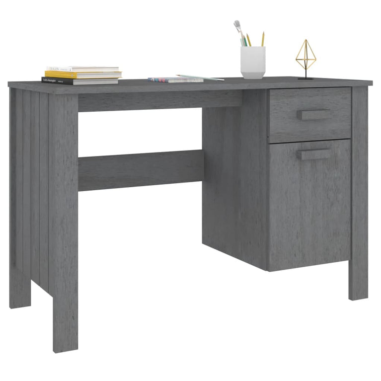 Bureau HAMAR 113x50x75 cm massief grenenhout donkergrijs