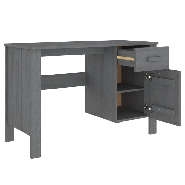 Bureau HAMAR 113x50x75 cm massief grenenhout donkergrijs