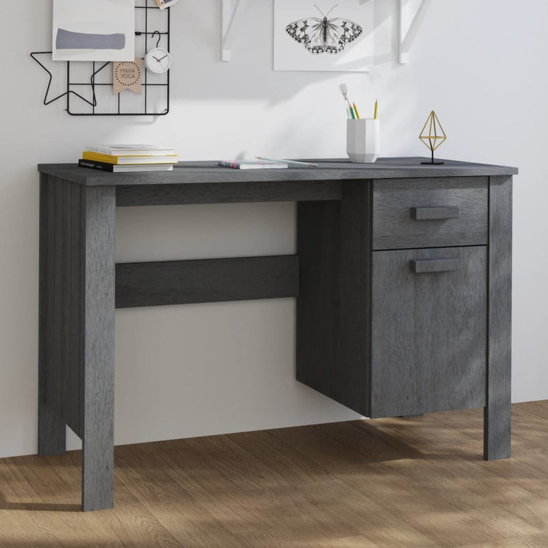 Bureau HAMAR 113x50x75 cm massief grenenhout donkergrijs