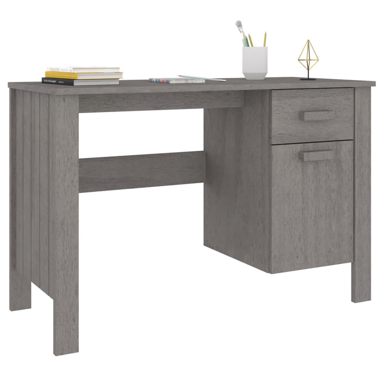 Bureau HAMAR 113x50x75 cm massief grenenhout lichtgrijs