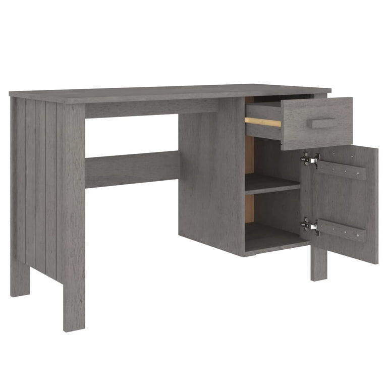 Bureau HAMAR 113x50x75 cm massief grenenhout lichtgrijs