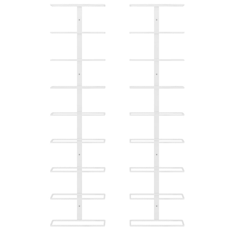 Wijnrekken 2 st wandmontage voor 9 flessen ijzer wit