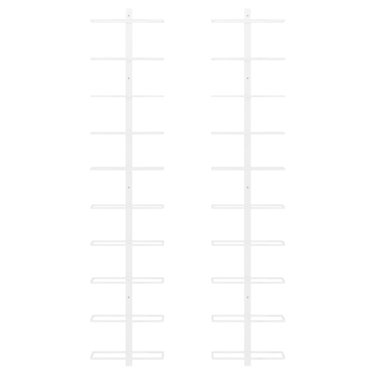 Wijnrekken 2 st voor 10 flessen wandmontage metaal wit