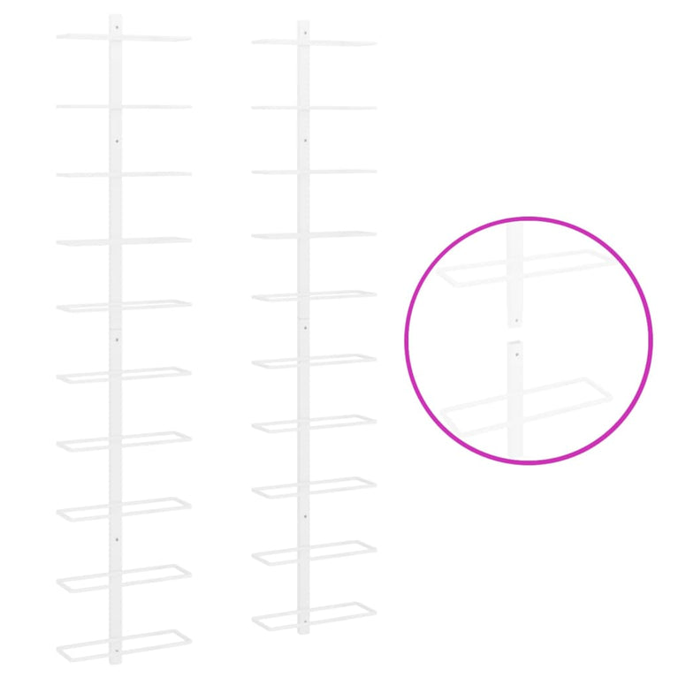 Wijnrekken 2 st voor 10 flessen wandmontage metaal wit