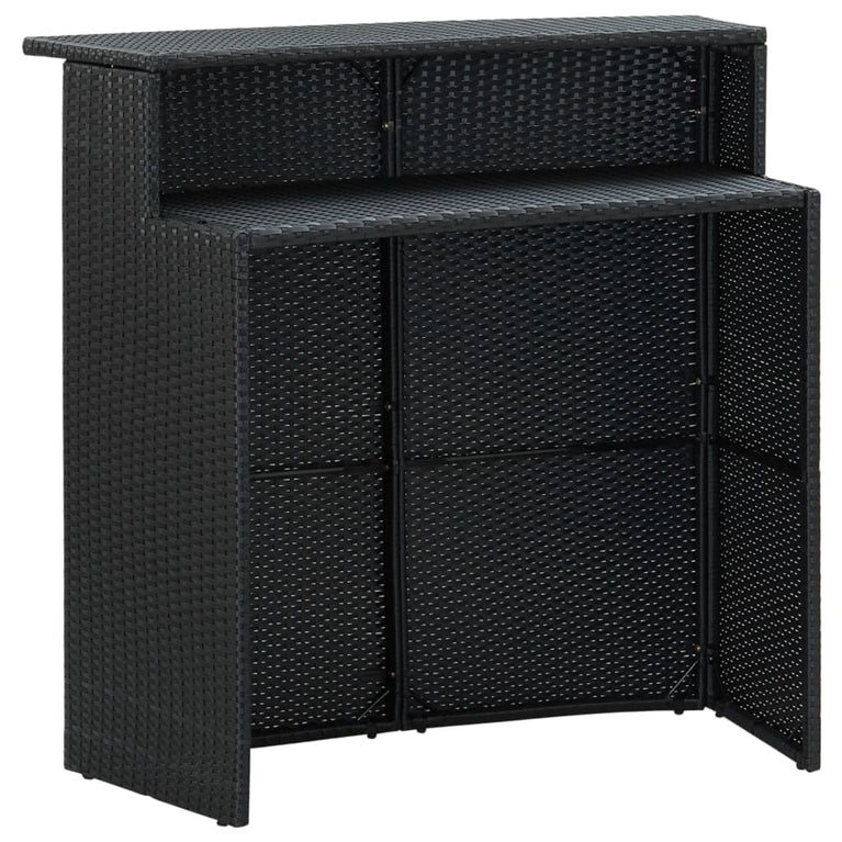 3-delige Tuinbarset met kussens poly rattan zwart