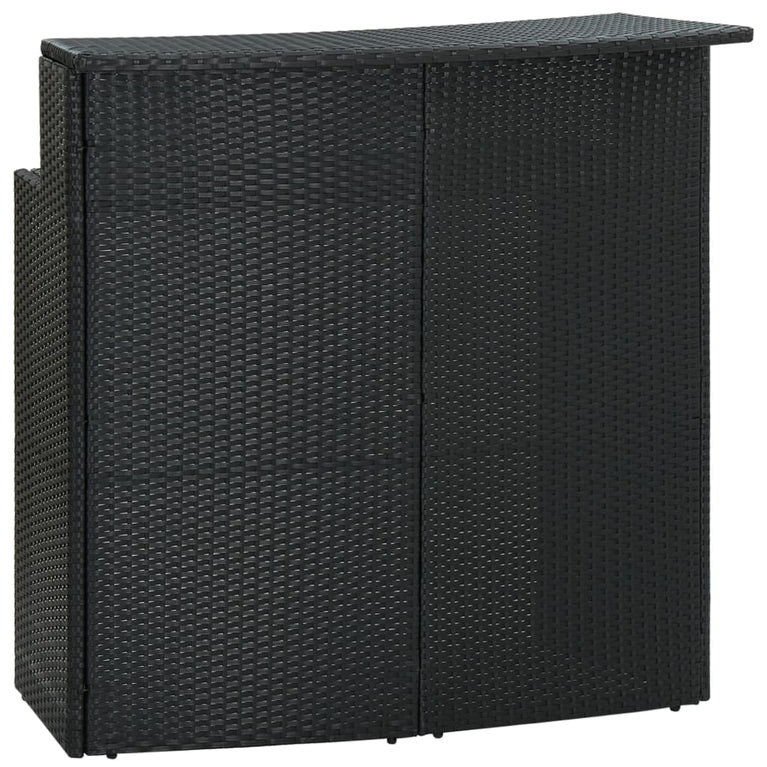 3-delige Tuinbarset met kussens poly rattan zwart