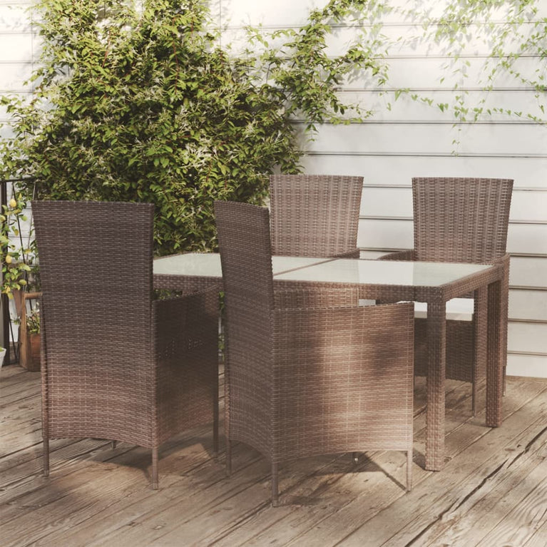 5-delige Tuinset met kussens poly rattan bruin