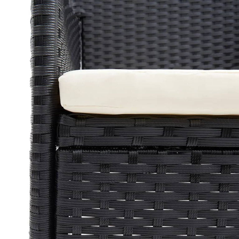 9-delige Tuinset met kussens poly rattan zwart