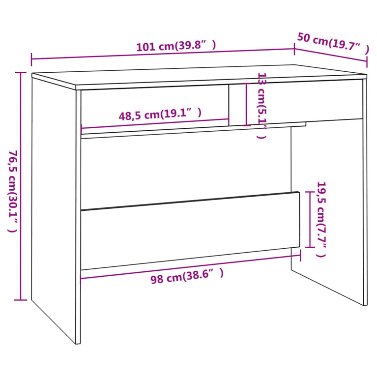 Bureau 101x50x76,5 cm spaanplaat wit