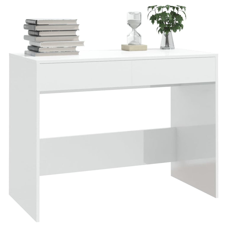 Bureau 101x50x76,5 cm spaanplaat hoogglans wit