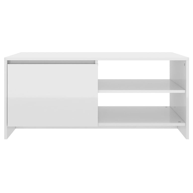 Salontafel 102x50x45 cm bewerkt hout hoogglans wit