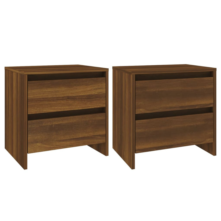 Nachtkastjes 2 st 45x34,5x44,5 cm bewerkt hout bruin eikenkleur