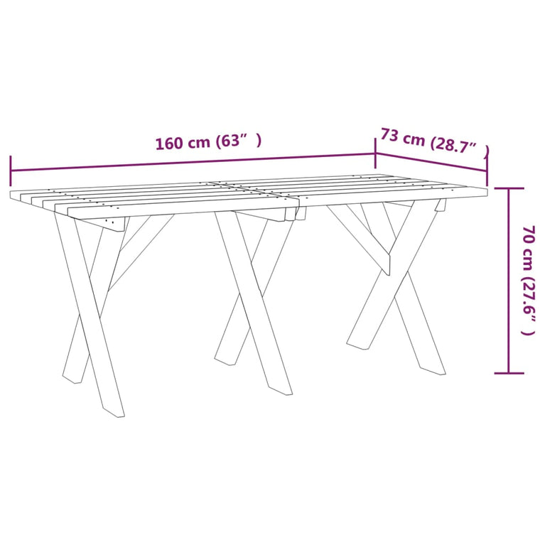 Tuintafel 160x73x70 cm geïmpregneerd grenenhout