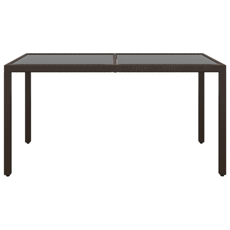 7-delige Tuinset poly rattan en gehard glas bruin