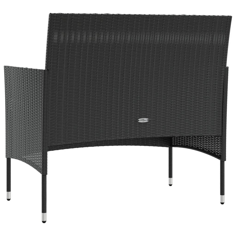 8-delige Loungeset met kussens poly rattan zwart