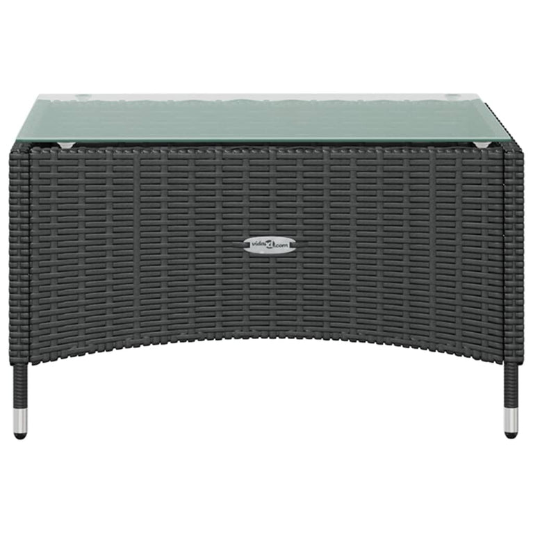 8-delige Loungeset met kussens poly rattan zwart