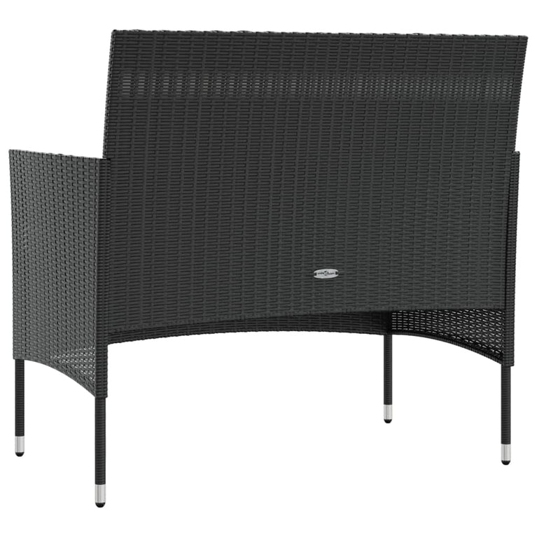 16-delige Loungeset met kussens poly rattan zwart