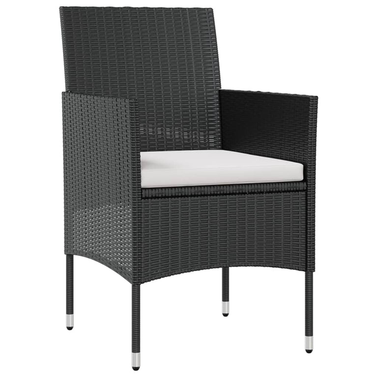 16-delige Loungeset met kussens poly rattan zwart