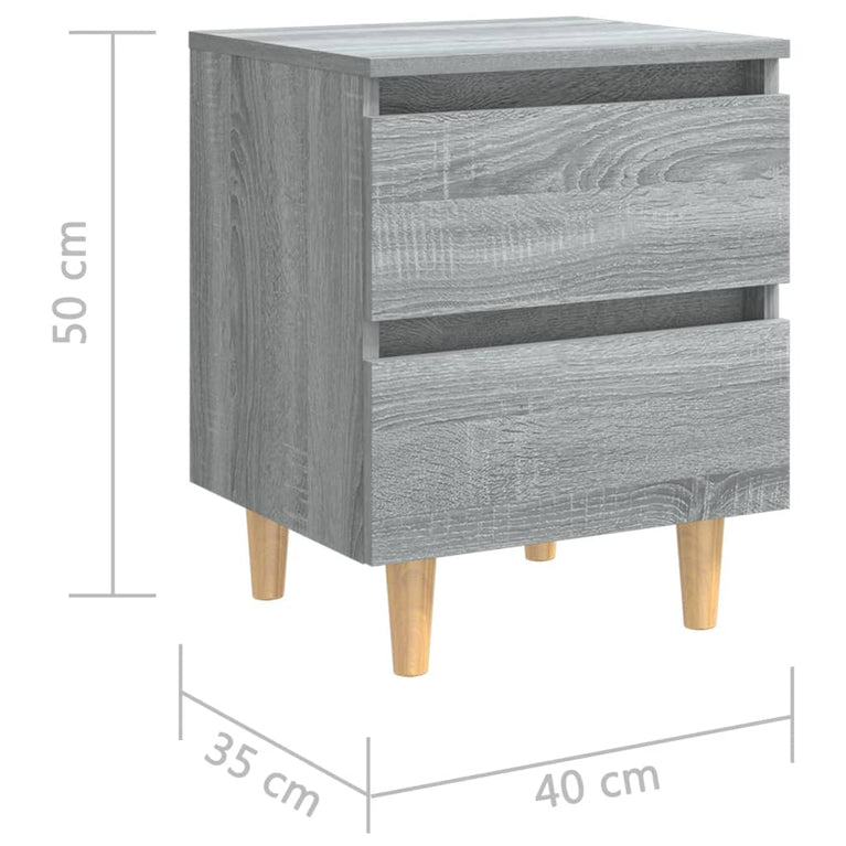 Nachtkastje met houten poten 40x35x50 cm grijs sonoma eiken