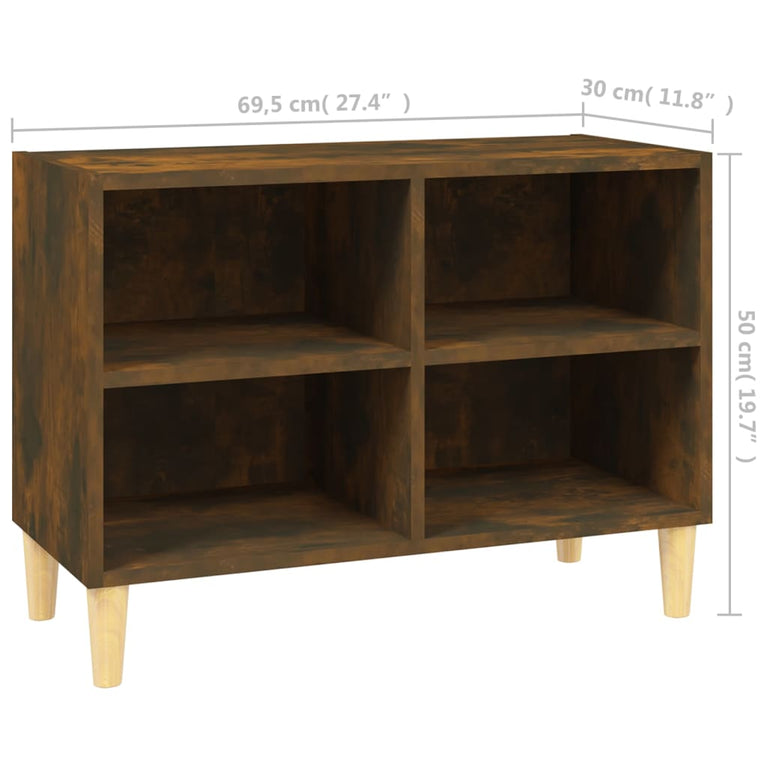 Tv-meubel met houten poten 69,5x30x50 cm gerookt eikenkleurig