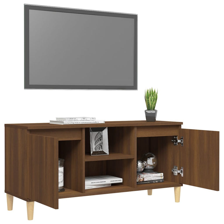 Tv-meubel met houten poten 103,5x35x50 cm bruineikenkleurig