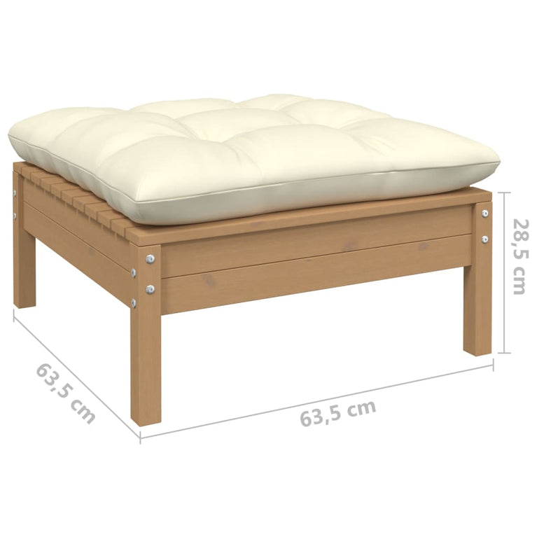 3-delige Loungeset met crèmekleurige kussens grenenhout