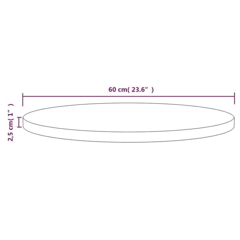 Tafelblad Ø60x2,5 cm massief grenenhout wit