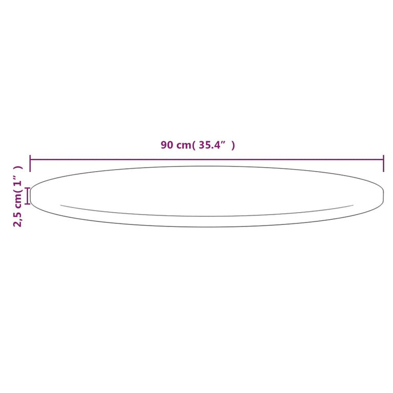 Tafelblad Ø90x2,5 cm massief grenenhout wit