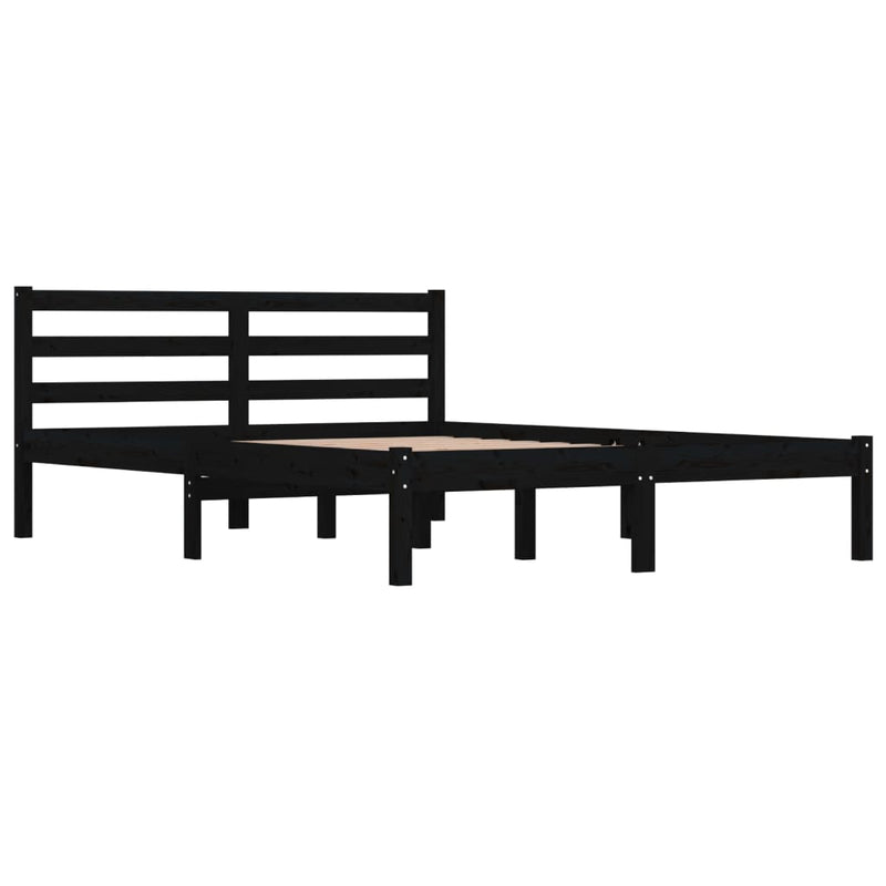 Bedframe massief grenenhout zwart 135x190 cm
