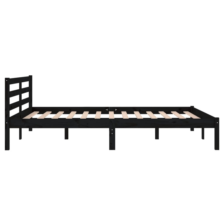 Bedframe massief grenenhout zwart 140x200 cm