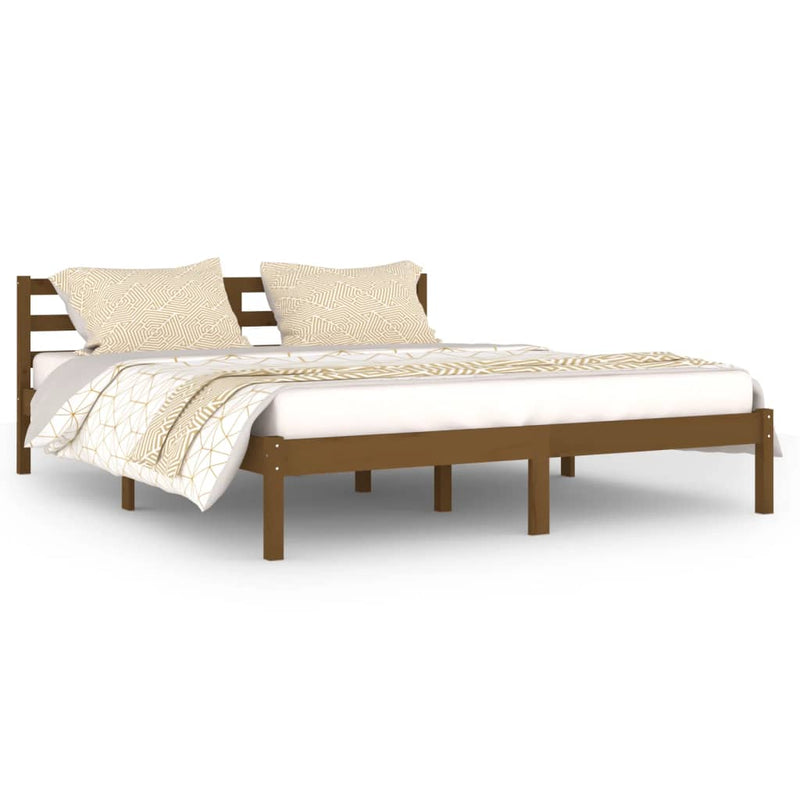 Bedframe massief grenenhout honingbruin 160x200 cm