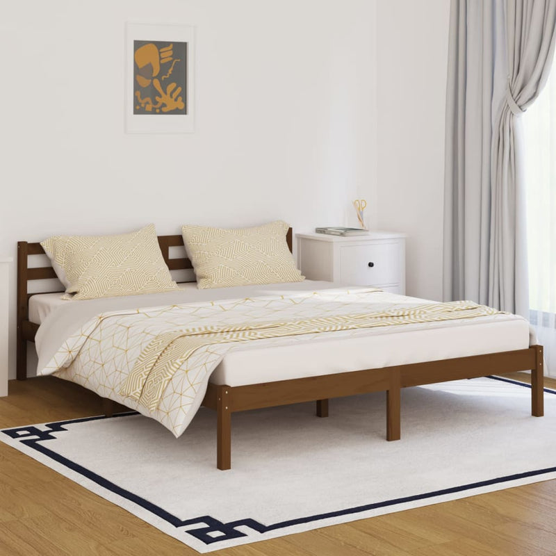 Bedframe massief grenenhout honingbruin 160x200 cm