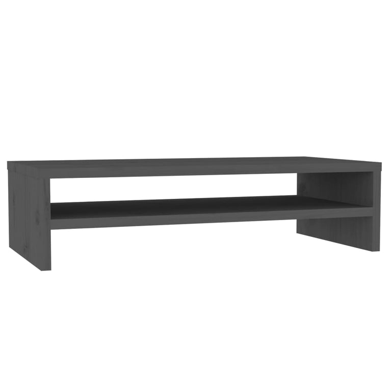 Monitorstandaard 50x24x13 cm massief grenenhout grijs