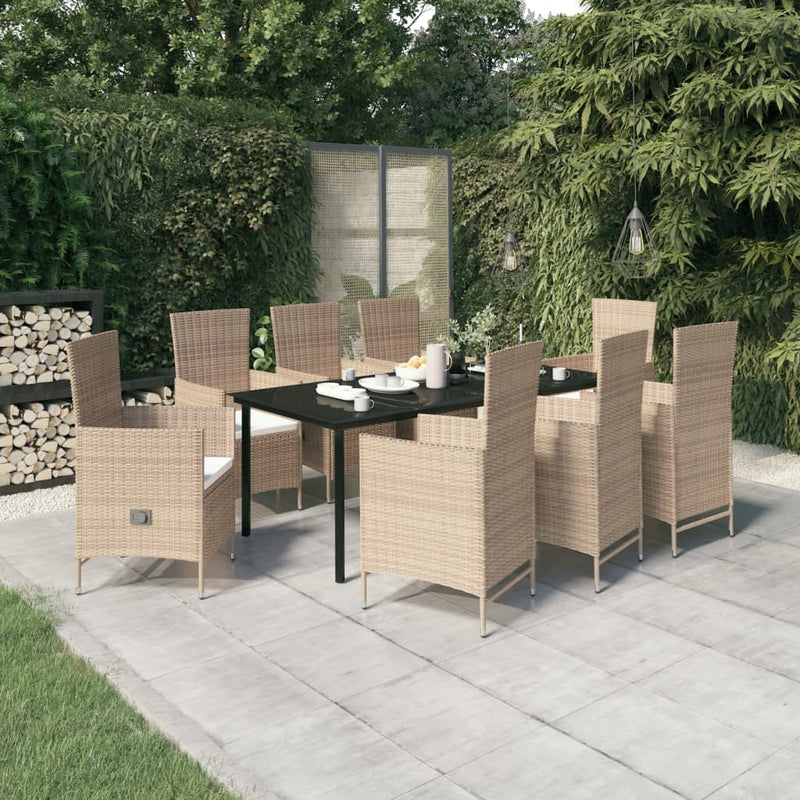 9-delige Tuinset met kussens beige