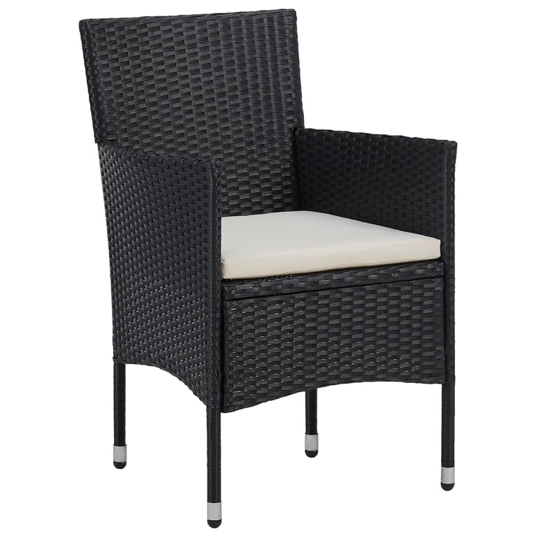 Tuinstoelen 2 st poly rattan zwart