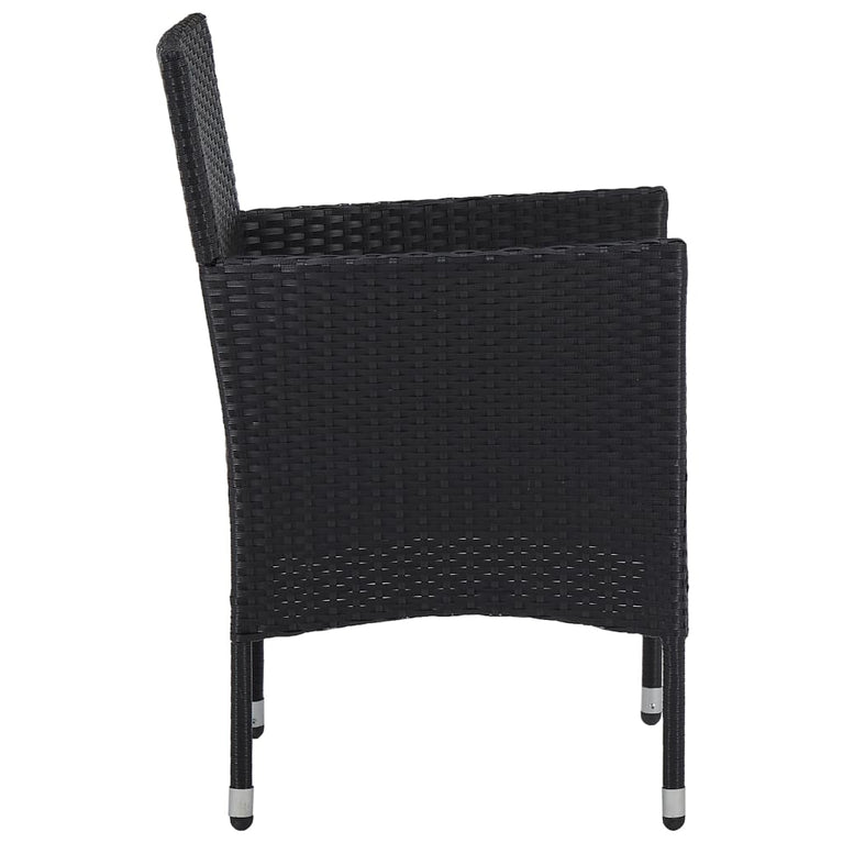Tuinstoelen 2 st poly rattan zwart