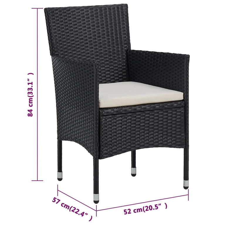 Tuinstoelen 2 st poly rattan zwart