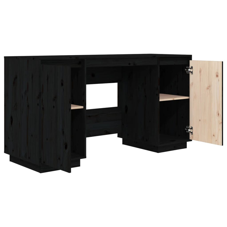 Bureau 140x50x75 cm massief grenenhout zwart