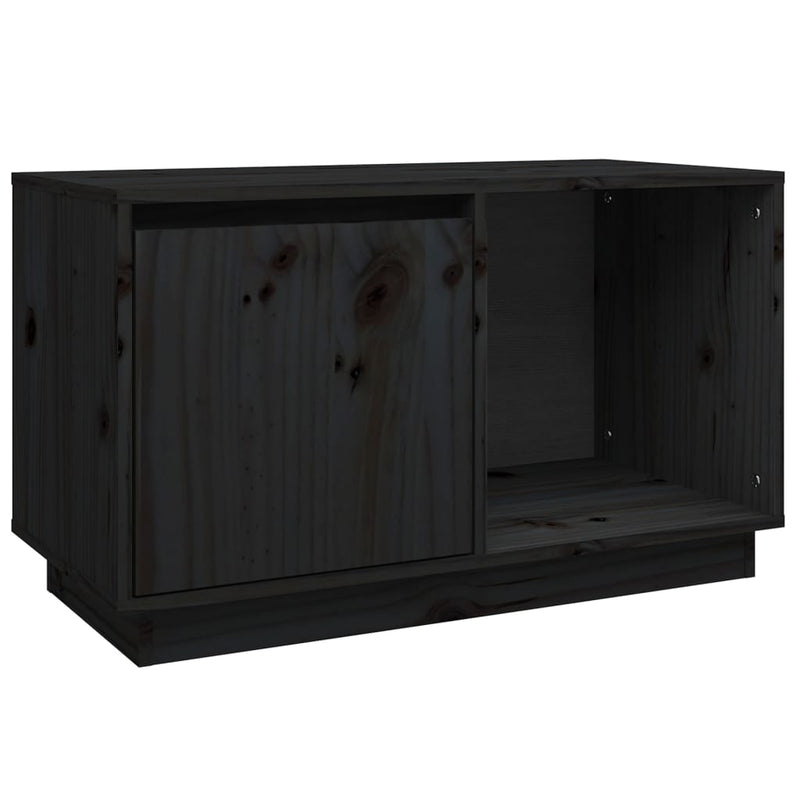 Tv-meubel 74x35x44 cm massief grenenhout zwart