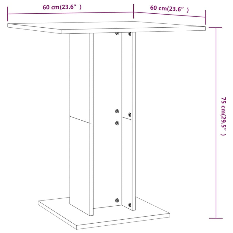 Bistrotafel 60x60x75 cm bewerkt hout grijs sonoma eikenkleurig