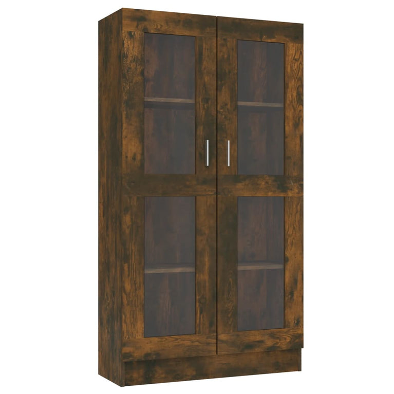 Vitrinekast 82,5x30,5x150 cm bewerkt hout gerookt eikenkleurig