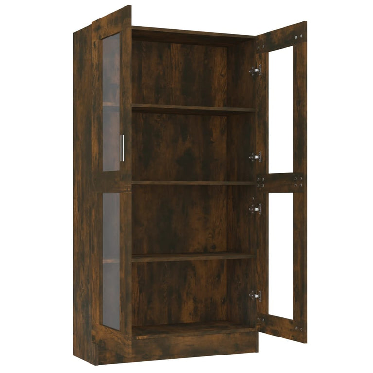 Vitrinekast 82,5x30,5x150 cm bewerkt hout gerookt eikenkleurig