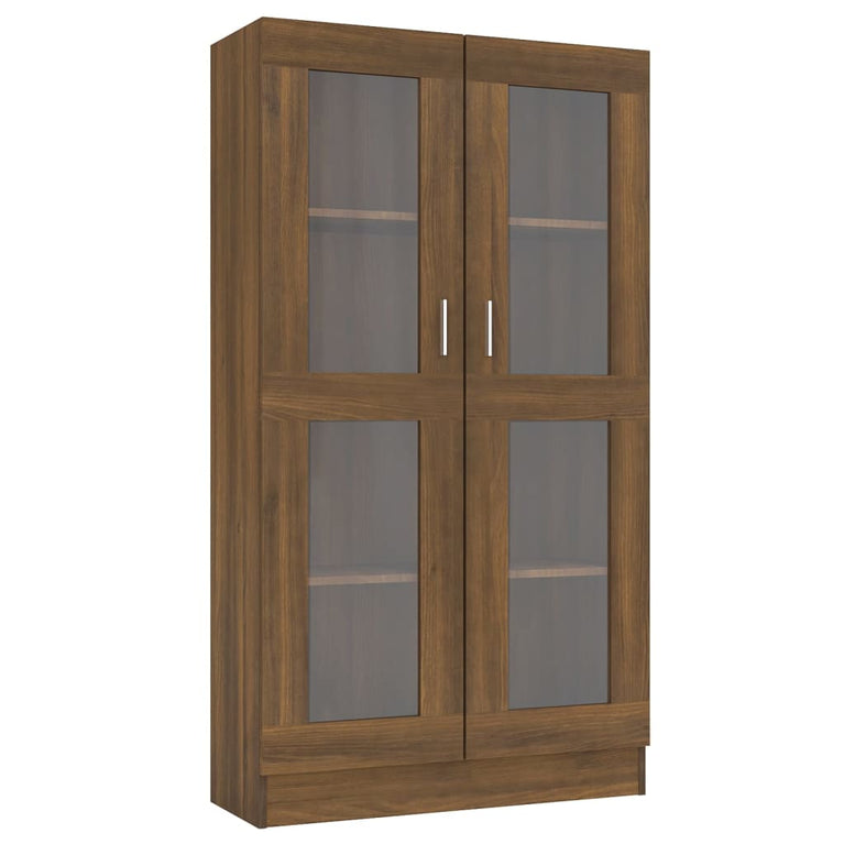 Vitrinekast 82,5x30,5x150 cm bewerkt hout bruineikenkleurig