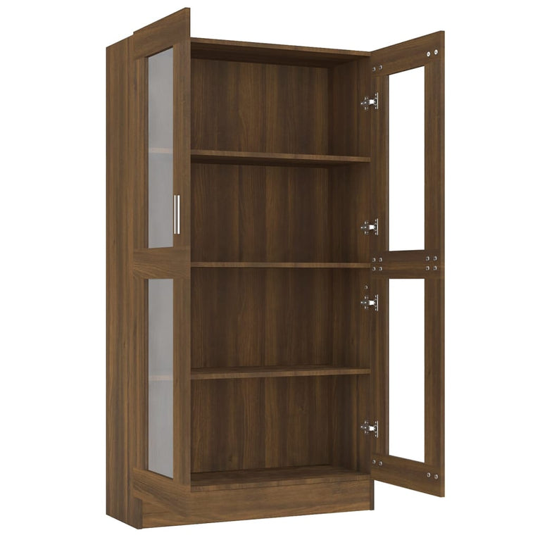 Vitrinekast 82,5x30,5x150 cm bewerkt hout bruineikenkleurig