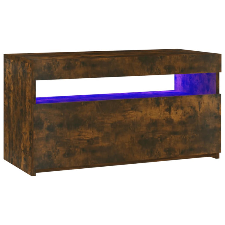 Tv-meubel met LED-verlichting 75x35x40 cm gerookt eikenkleurig
