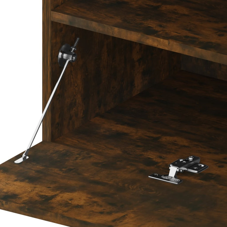 Tv-meubel met LED-verlichting 75x35x40 cm gerookt eikenkleurig
