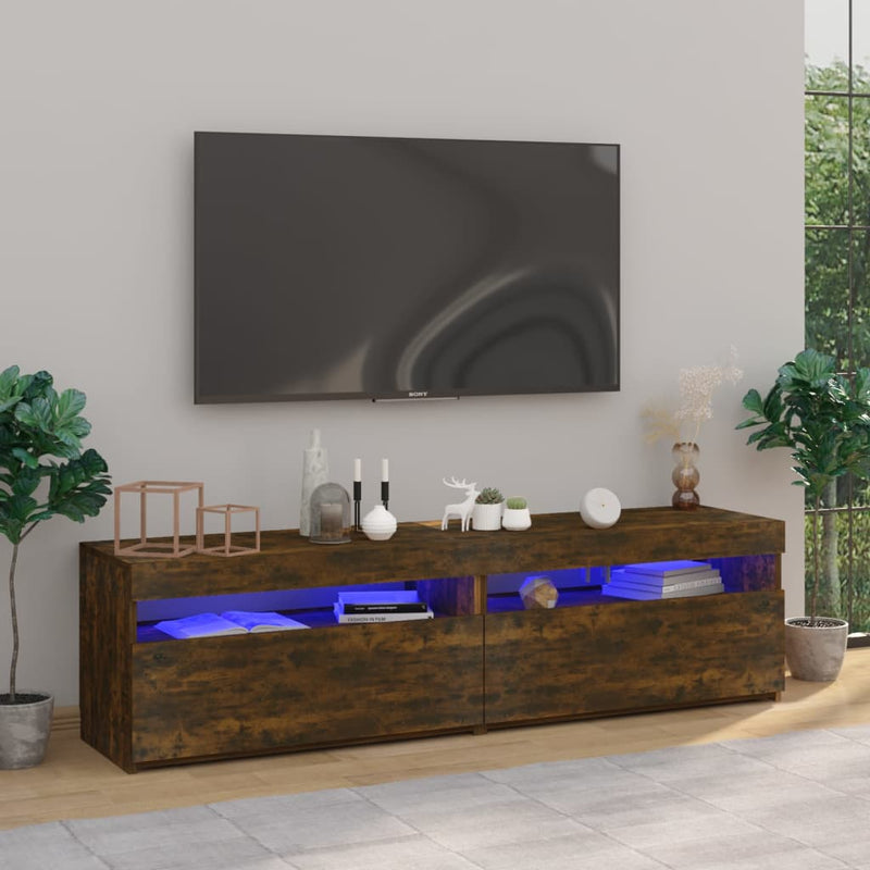 Tv-meubelen met LED-verlichting 2 st 75x35x40 cm gerookt eiken