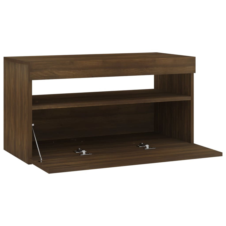 Tv-meubel met LED-verlichting 75x35x40 cm bruin eikenkleur